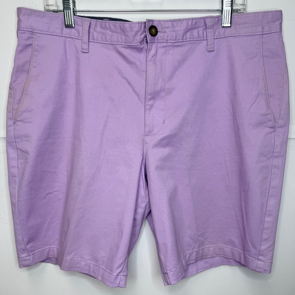 Men Chino Shorts 36 Lavander Flat Front Cotton Casual Peppy Golf Resort Vacation